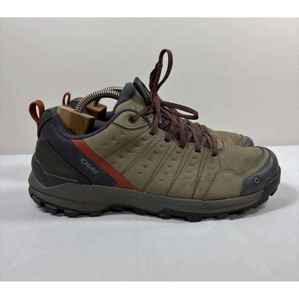 Oboz Sypes Mens 9.5 Low Top Brown Leather B-Dry Trail Hiking Shoes Waterproof